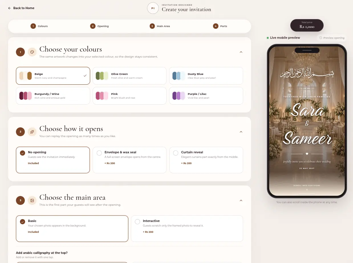 Preview of the Paperless Invites invitation designer